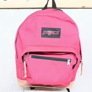 Jansport Hot Pink Canvas Backpack with Suede Base